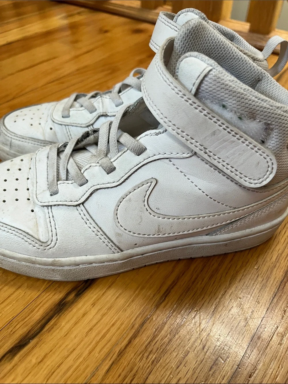 Nike Kids White High-Top Sneakers with Hook-and-Loop Strap